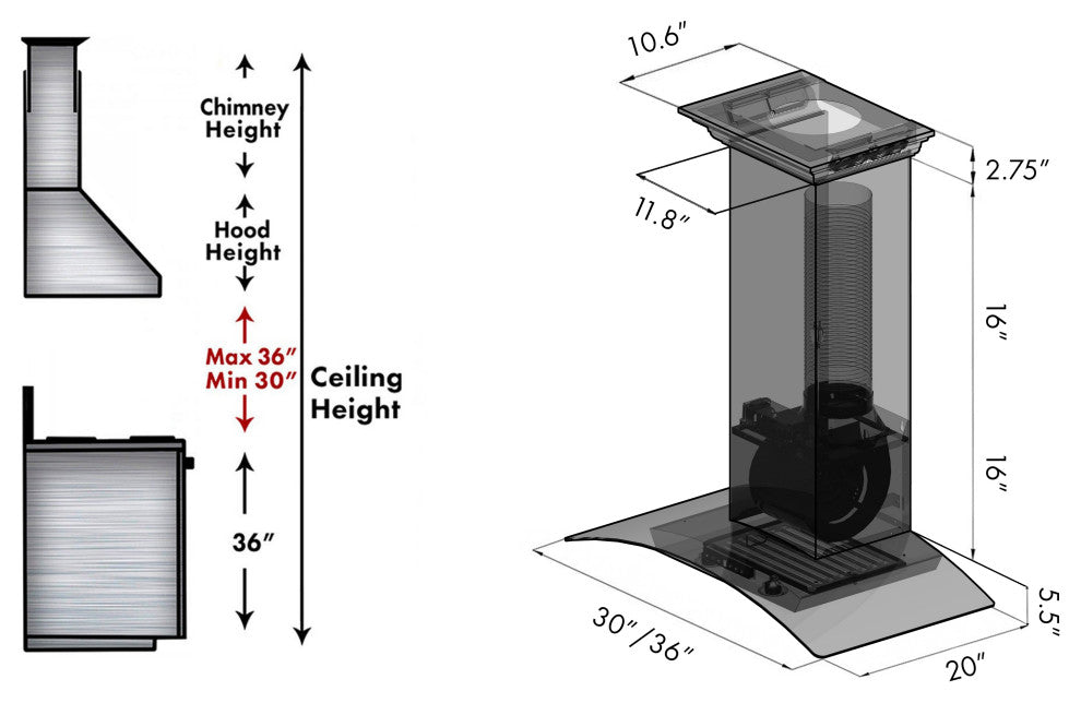 ZLINE 30" Ducted Vent Wall Mount Range Hood With Built-in CrownSound