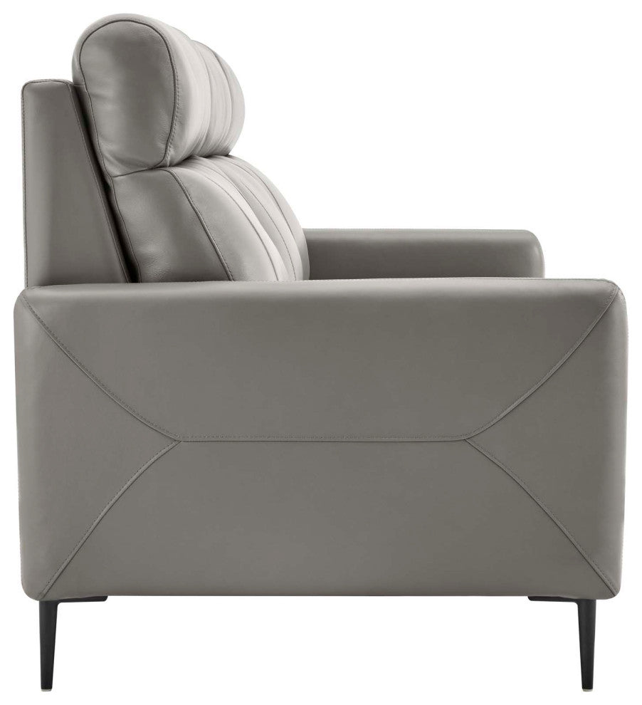 Sofa, Leather, Gray, Modern, Living Lounge Room Hotel Lobby Hospitality