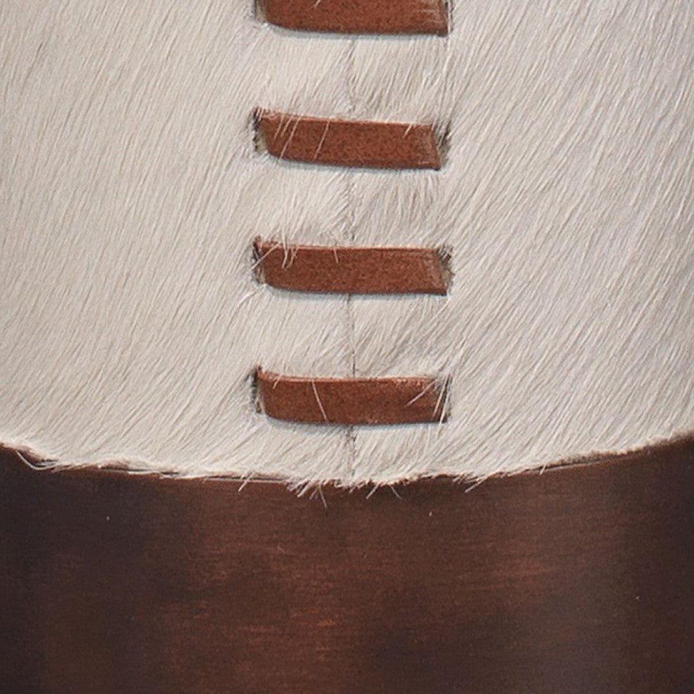 Contemporary White Hair on Hide Table Lamp 32 in Oil Rubbed Bronze Leather