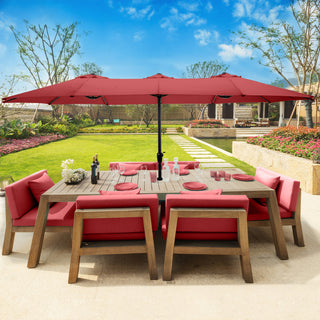 Pure Garden 15 Ft Double Patio Umbrella, Red