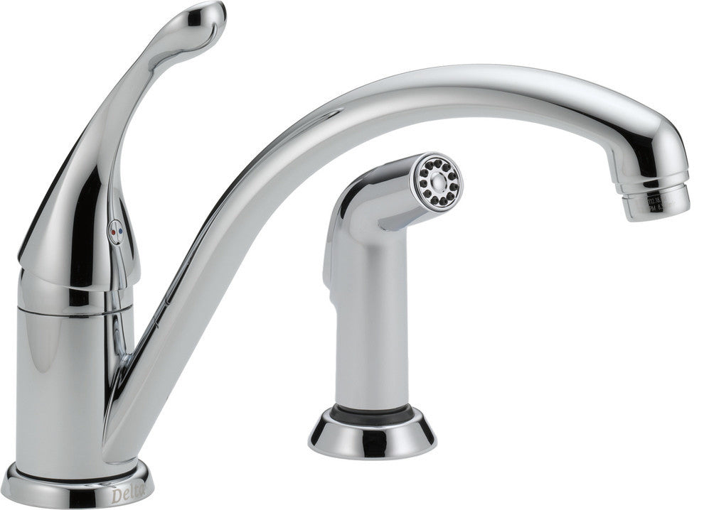 Delta Collins Single Handle Kitchen Faucet With Spray, Chrome, 441-DST