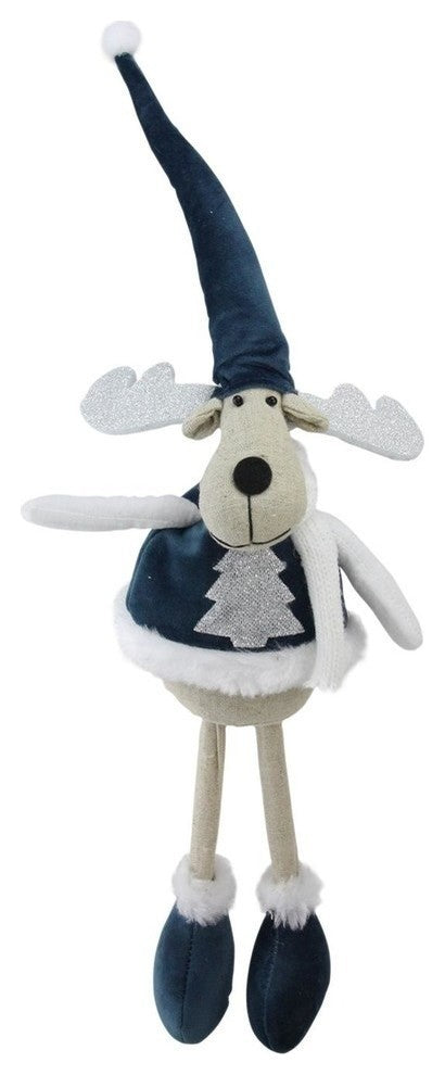 18" Blue and White Decorative Standing Elk With Wings Tabletop Decoration