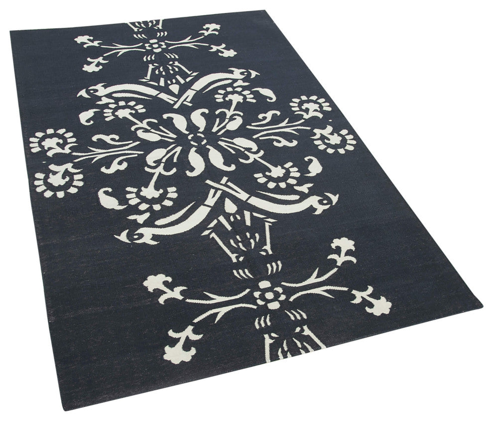 Rug N Carpet - Handmade Wool 3' 7'' x 5' 7'' Modern Design Dhurrie Kilim Rug