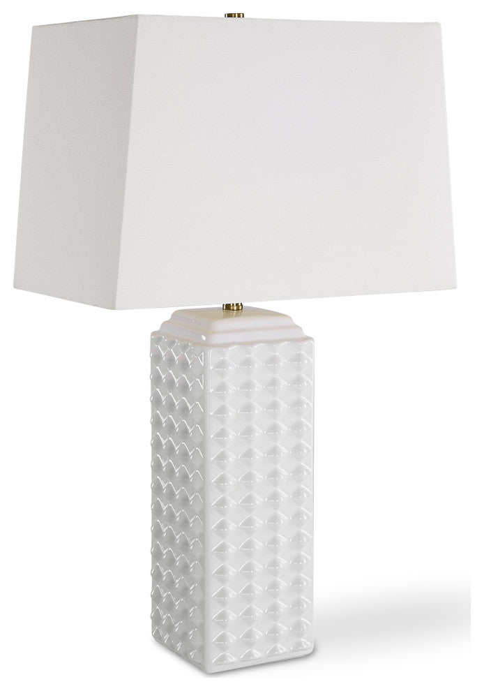 Contemporary 15" x 25" Ceramic Gloss White Ceramic Lamp