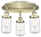Innovations Dover 3 16.25" Flush Mount Antique Brass