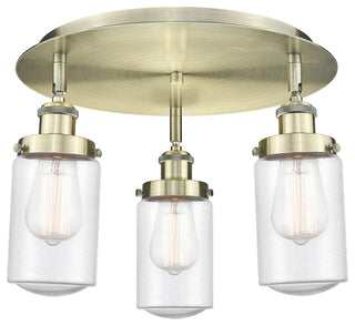 Innovations Dover 3 16.25" Flush Mount Antique Brass