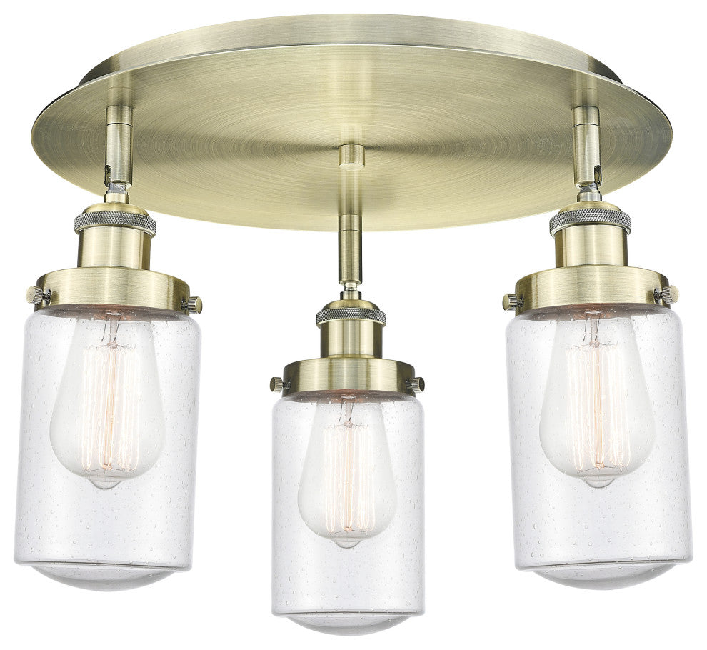 Innovations Dover 3 16.25" Flush Mount Antique Brass