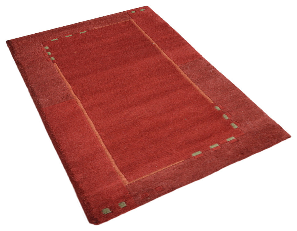 Hand Knotted Tibbati Wool Area Rug Contemporary Red