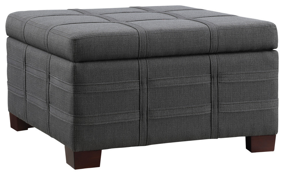 Detour Strap Square Storage Ottoman, Charcoal Fabric