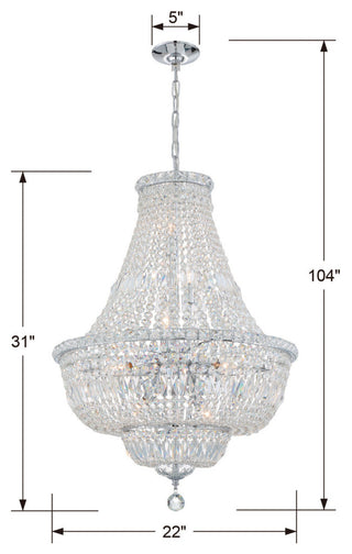 Crystorama Lighting Group ROS-A1009-CL-MWP Roslyn 9 Light 22"W - Polished