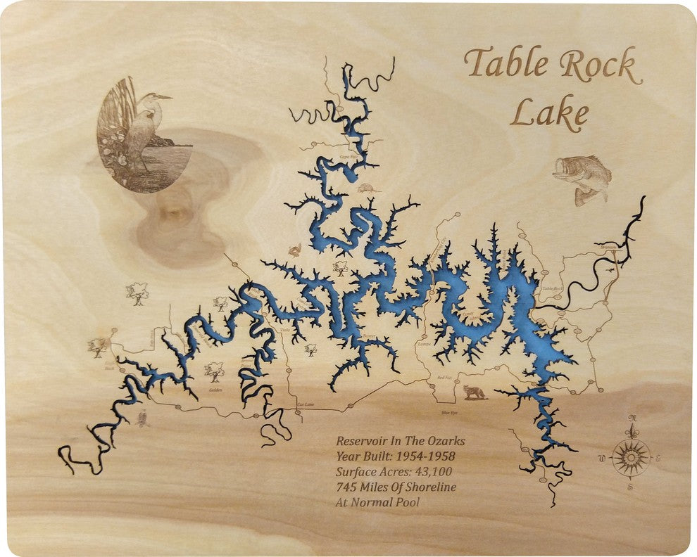 Table Rock Lake, Misouri-Wood Lake Map, Small Standout