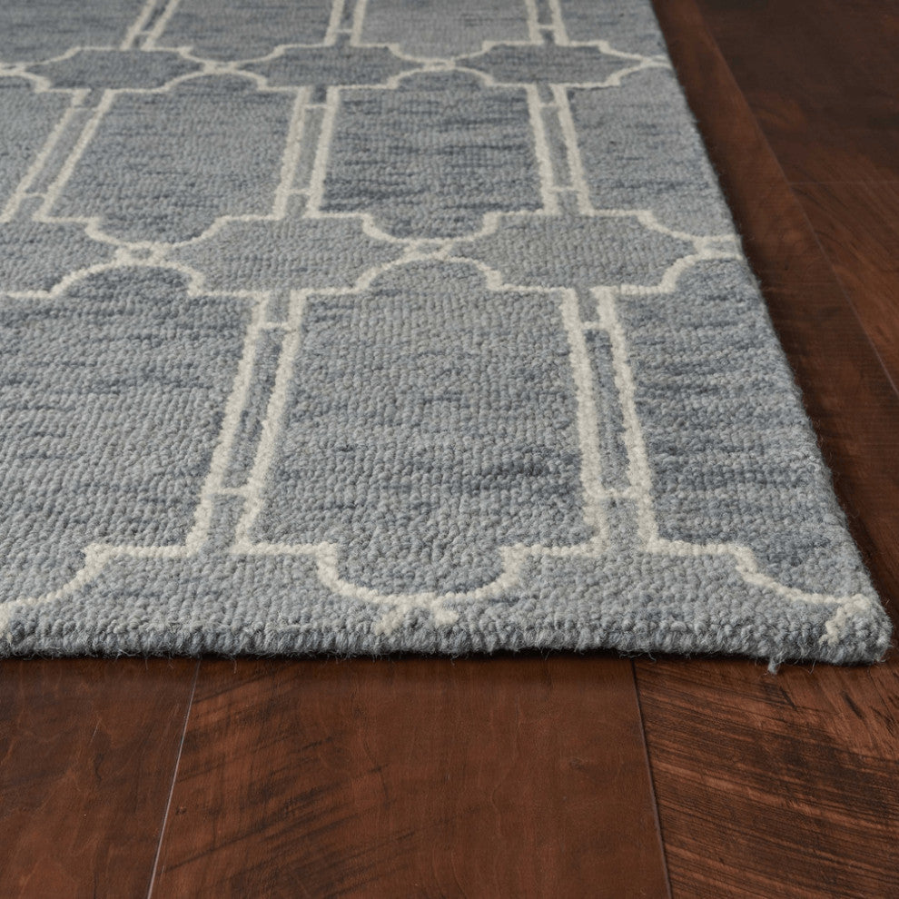8'X10' Slate Blue Hand Tufted Geometric Indoor Area Rug
