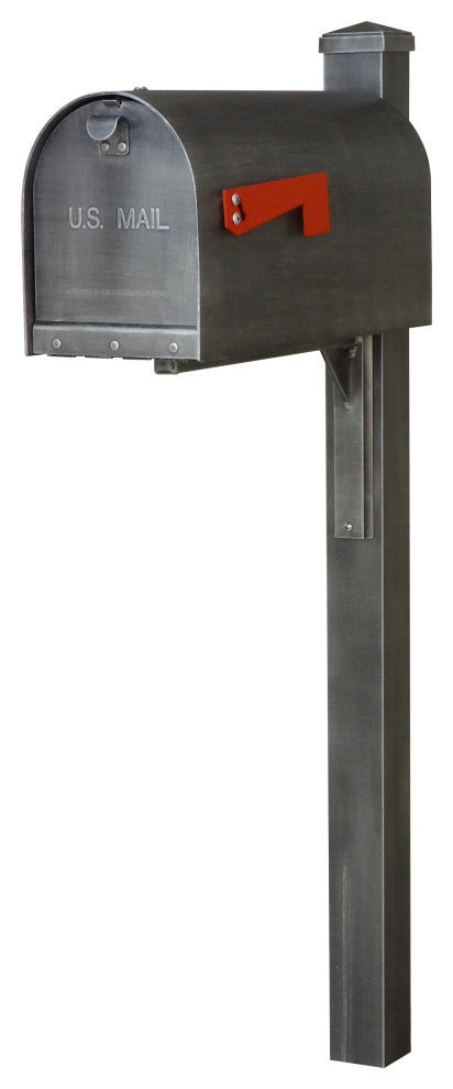 Titan Steel Curbside Mailbox and Wellington Post, Swedish Silver