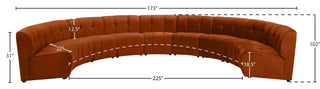 Limitless Velvet Upholstered 9-Piece Modular Sectional, Cognac