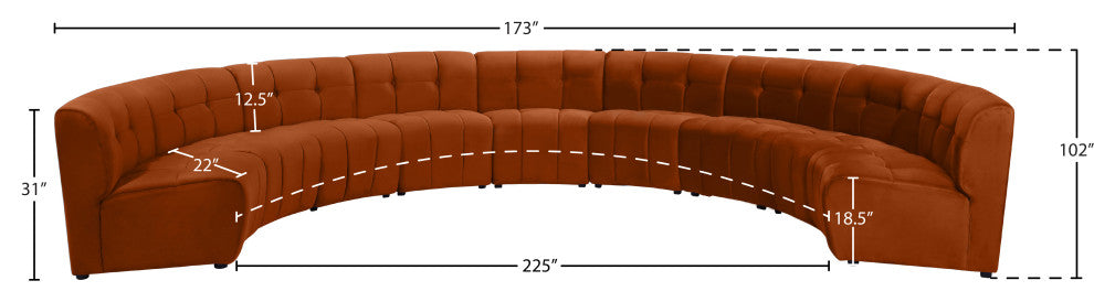 Limitless Velvet Upholstered 9-Piece Modular Sectional, Cognac