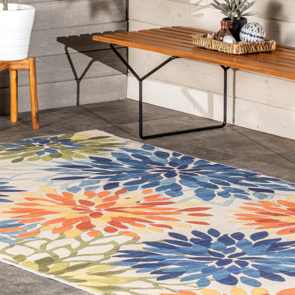 Nuloom Rosana Floral Machine Washable Indoor/Outdoor Area Rug, Multicolor 5'x8'
