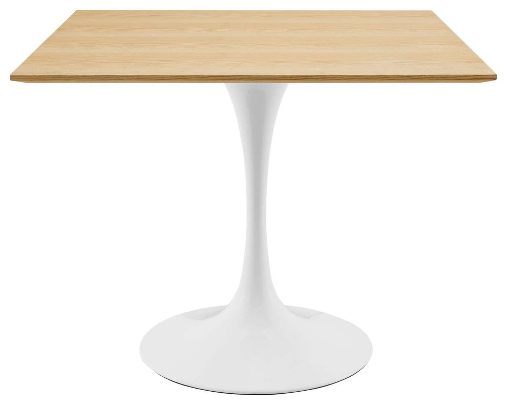 36" Dining Table, Square, Natural Brown White, Metal, Modern, Hospitality