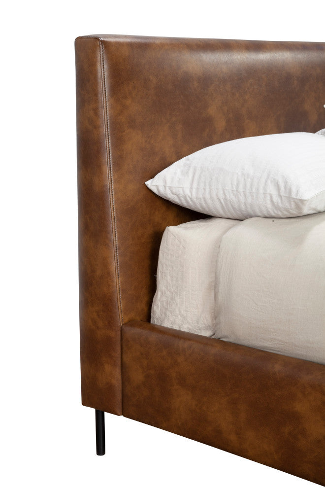 Sophia Full Faux Leather Platform Bed, Brown
