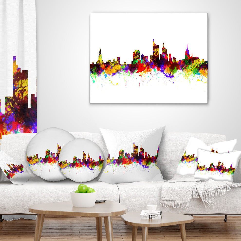 Frankfurt Germany Skyline Cityscape Throw Pillow, 16"x16"