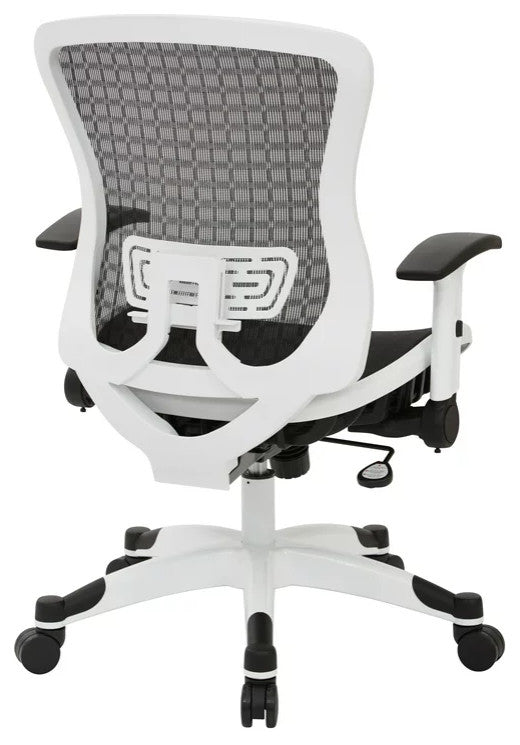 Office Chair, Breathable Seat & Back With Adjustable Lumbar Support, White/Black