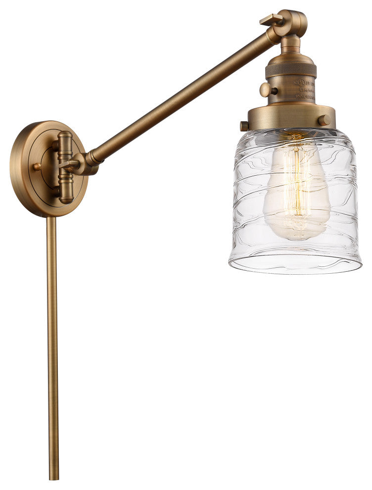 Bell Swing Arm With Switch, Brushed Brass, Deco Swirl, Deco Swirl