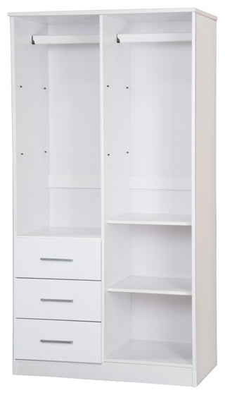 100% Solid Wood Metro 2-Door Wardrobe/Armoire, White-Raised Panel