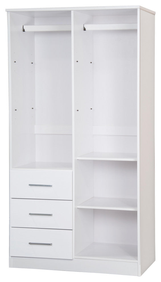 100% Solid Wood Metro 2-Door Wardrobe/Armoire, White-Raised Panel