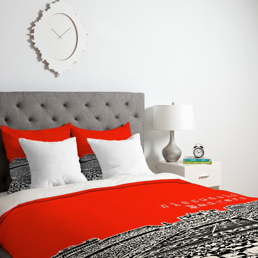 Deny Designs Bird Ave Wisconsin Badgers Red Duvet Cover - Lightweight