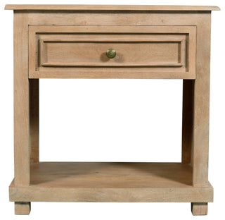 Jenna 1-Drawer Solid Wood Nightstand With Seadrift Beige Finish