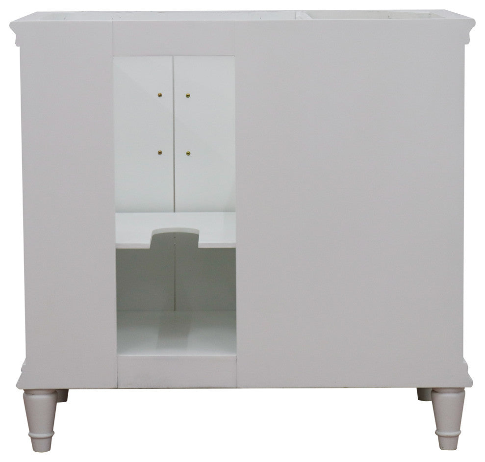 37" Single Vanity, White Finish With White Engineered Stone Top