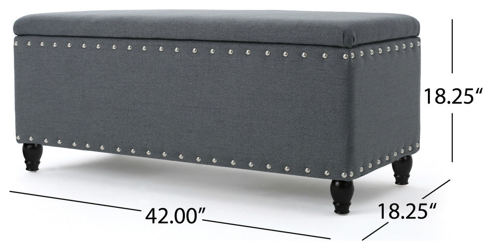 GDF Studio Evvy Fabric Storage Ottoman, Oxford Gray