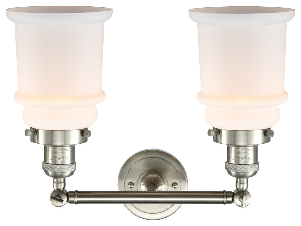 Canton 2-Light Bath Vanity-Light, Brushed Satin Nickel, Matte White