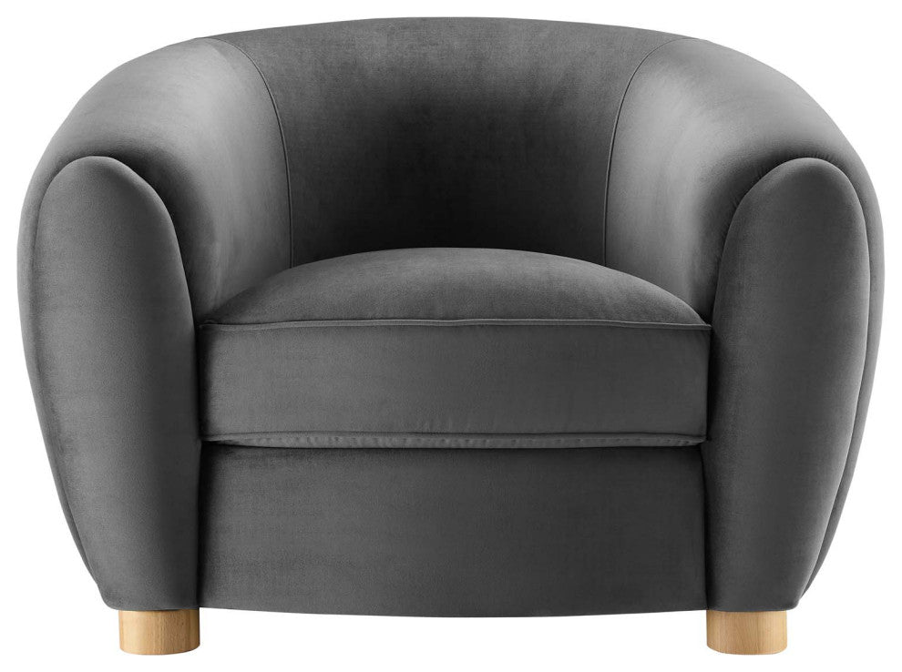 Abundant Performance Velvet Armchair Charcoal