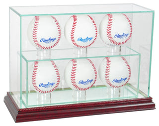 6 Upright Baseball Display Case, Cherry