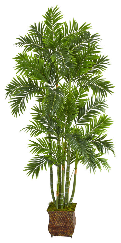 70" Areca Palm Artificial Tree, Metal Planter