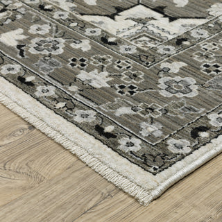 Callum Star Medallion Ivory/Grey Fringe Edge Rug Runner