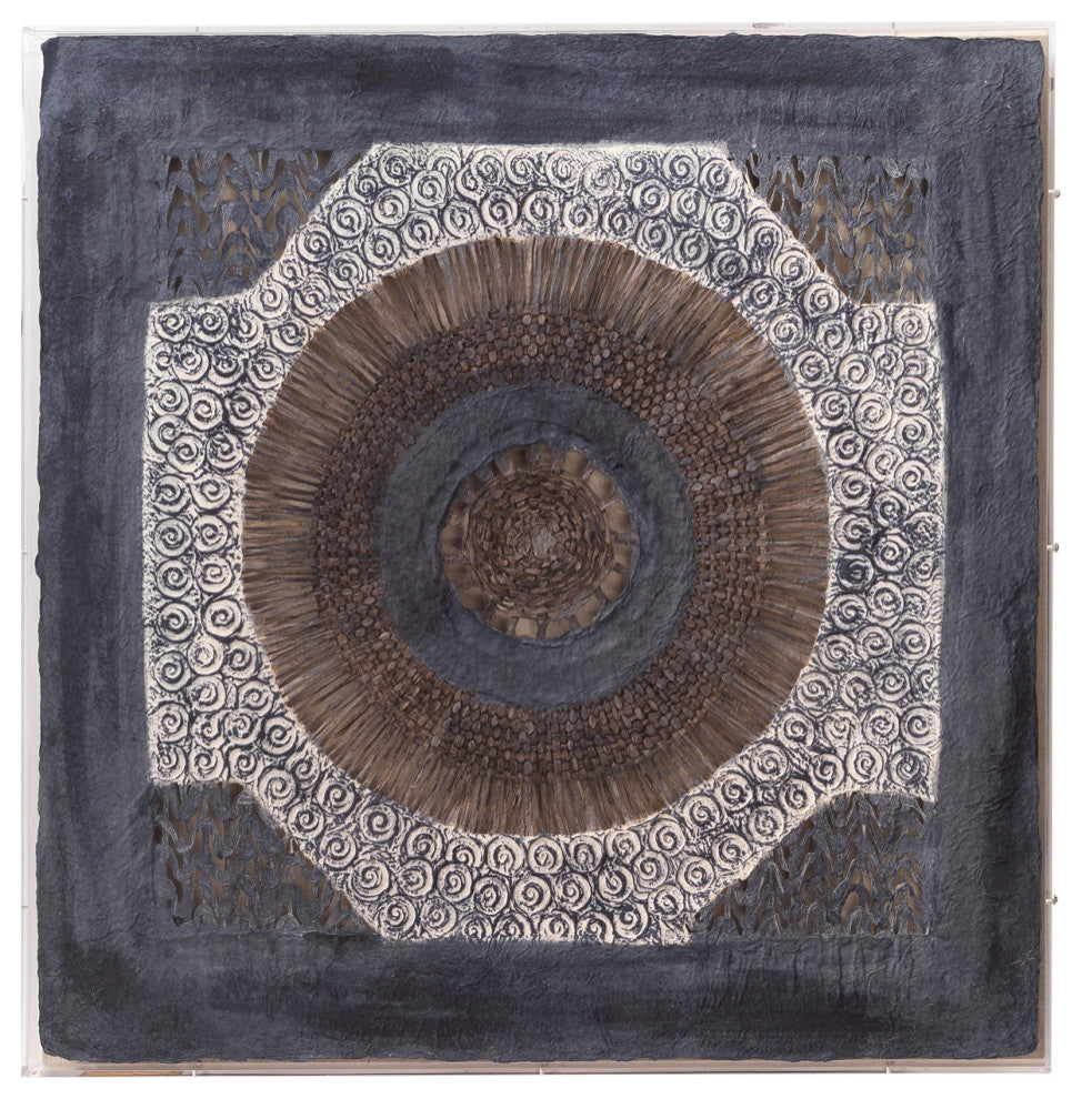 Batik Square Framed Wall Art, Indigo Paper