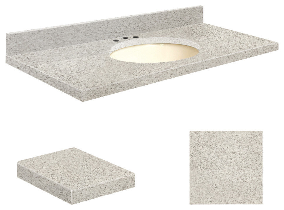 Quartz 49"x22" Vanity Top, Biscuit Bowl, Portage Pass, 8" Offset