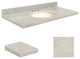 Quartz 49"x22" Vanity Top, Biscuit Bowl, Portage Pass, 8" Offset
