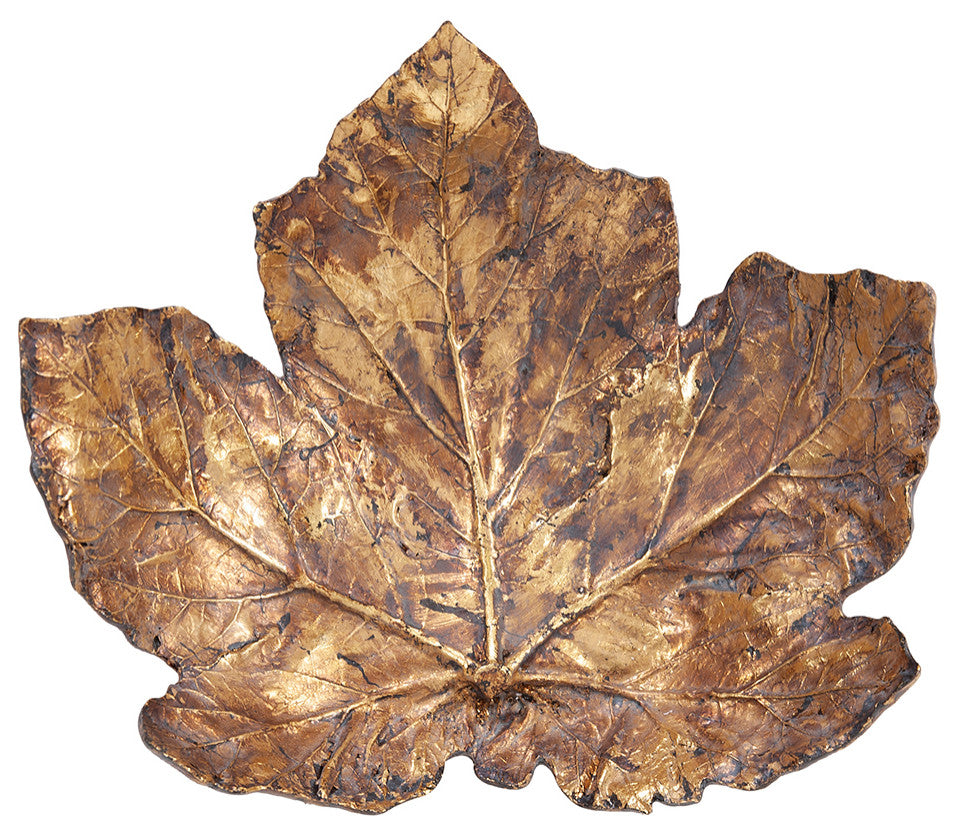 Antique Gold Maple Leaf Tray, Large