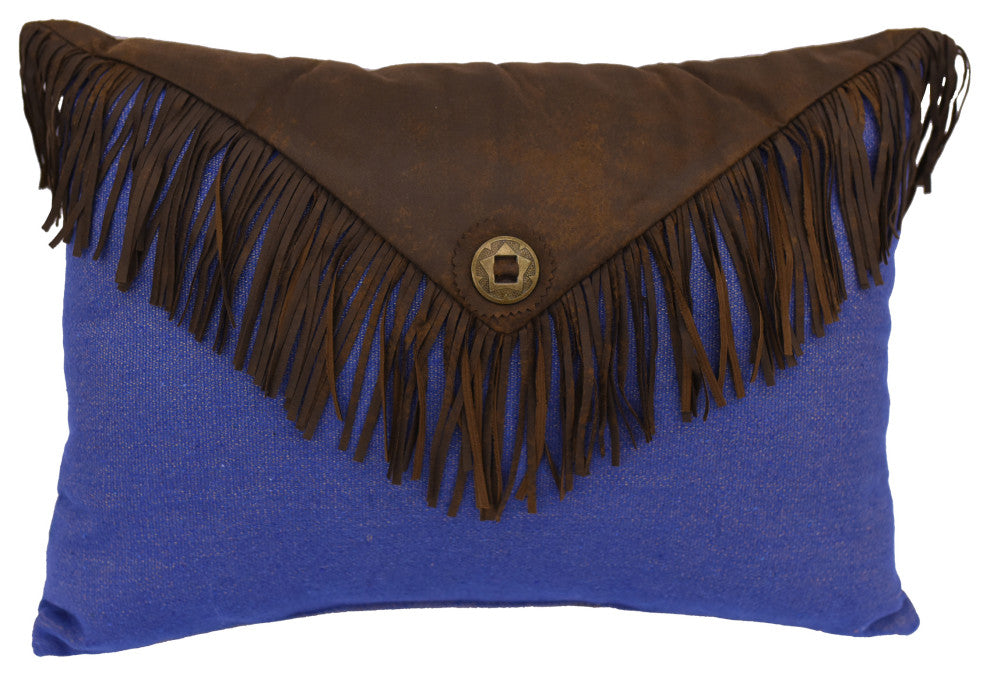 Envelop Fringe Pillow, 16"x21" Blue
