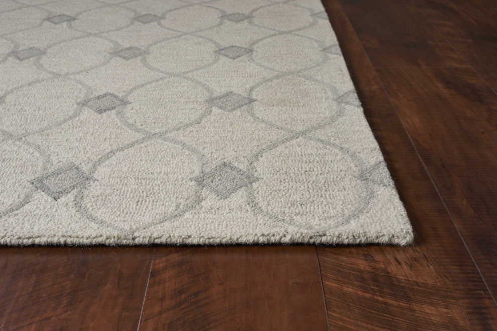 HomeRoots 5'x7' Ivory Hand Tufted Wool Ogee Indoor Area Rug