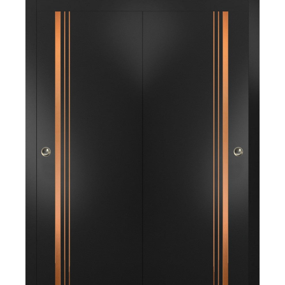 Bypass Doors 36 x 80 | Planum 1010 Matte Black with  | Sturdy Rails