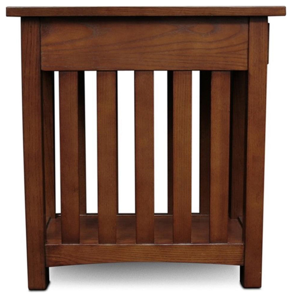 Leick Furniture Mission Wood End Table in Medium Oak Brown