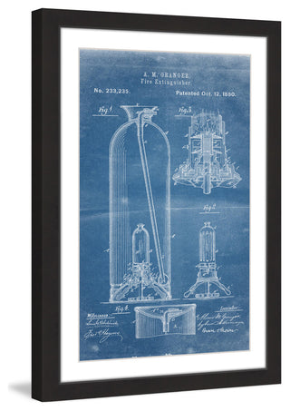 "Extinguisher 1880 Blueprint" Framed Painting Print