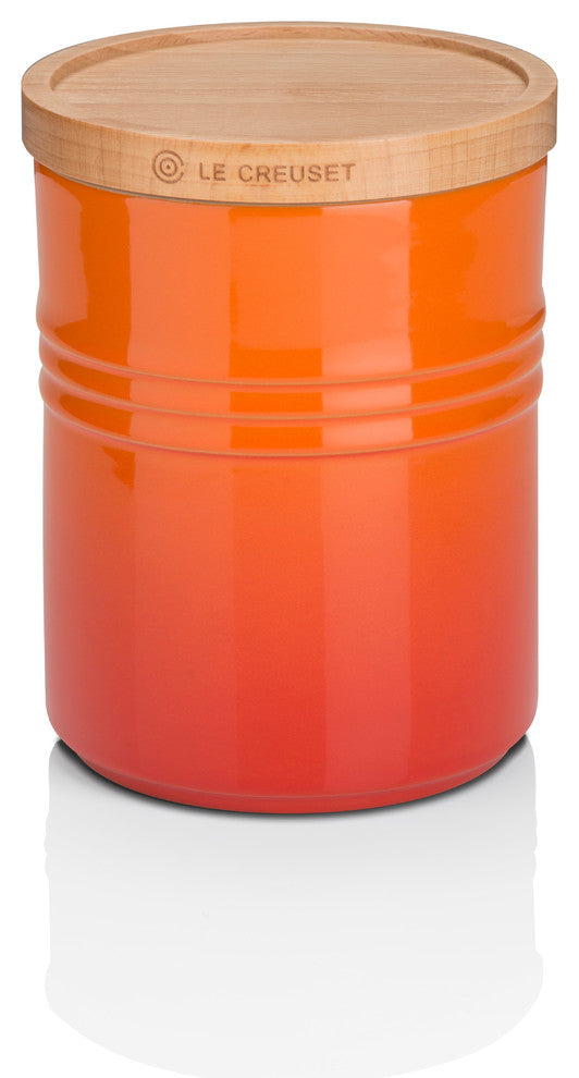 Le Creuset Stoneware Medium Storage Jar With Wooden Lid, Volcanic