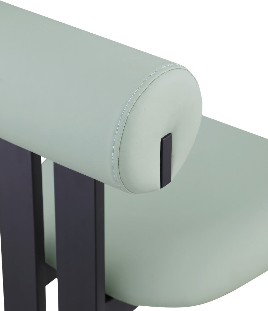 Dario Upholstered Dining Chair, Set of 2, Mint, Vegan Leather, Matte Black