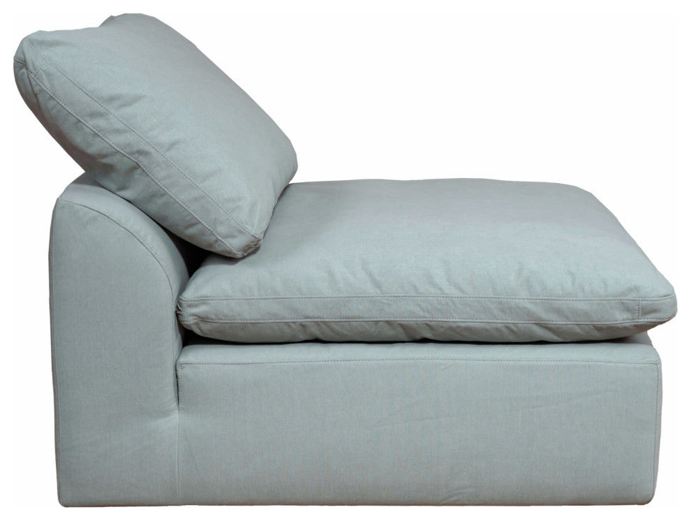 6-Piece Slip-Covered L-Shape Sectional Sofa With Ottoman, Ocean Blue