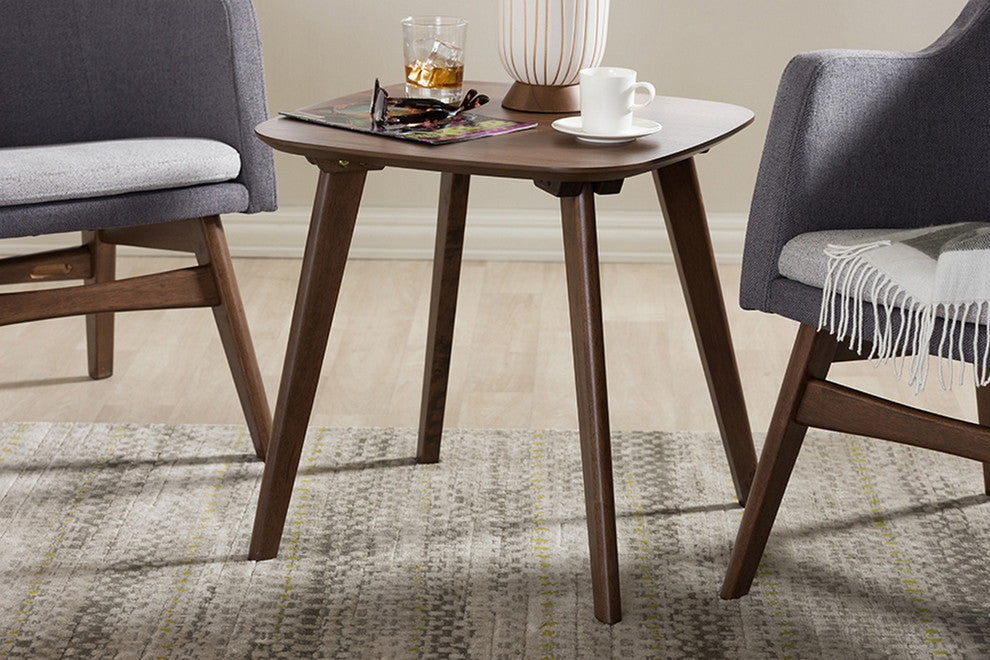Urban Designs Dahlia Mid-Century Modern Walnut Wood End Table