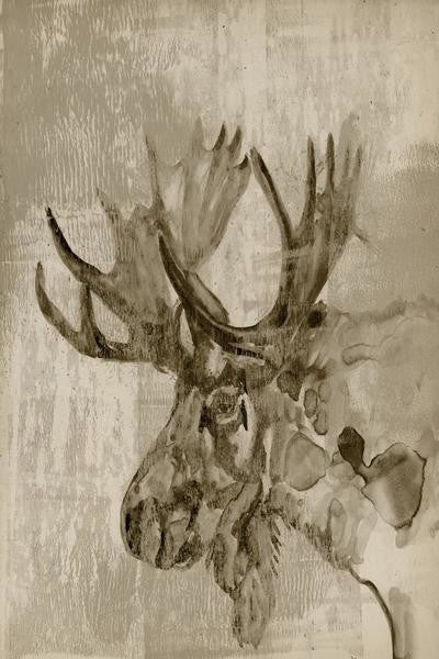 "Startled Moose" Painting Print on Wrapped Canvas, 16"x24"